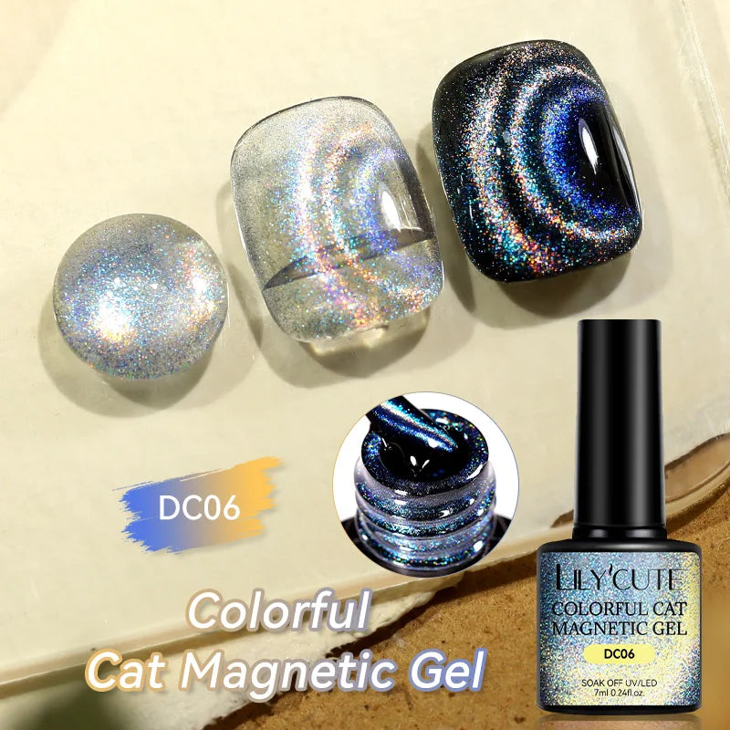 LILYCUTE 7ml Aurora Cat Magnetic Gel Nail Polish Reflective Magnet Gel Varnishes Semi Permanent UV Gel For Nail Art Manicu...