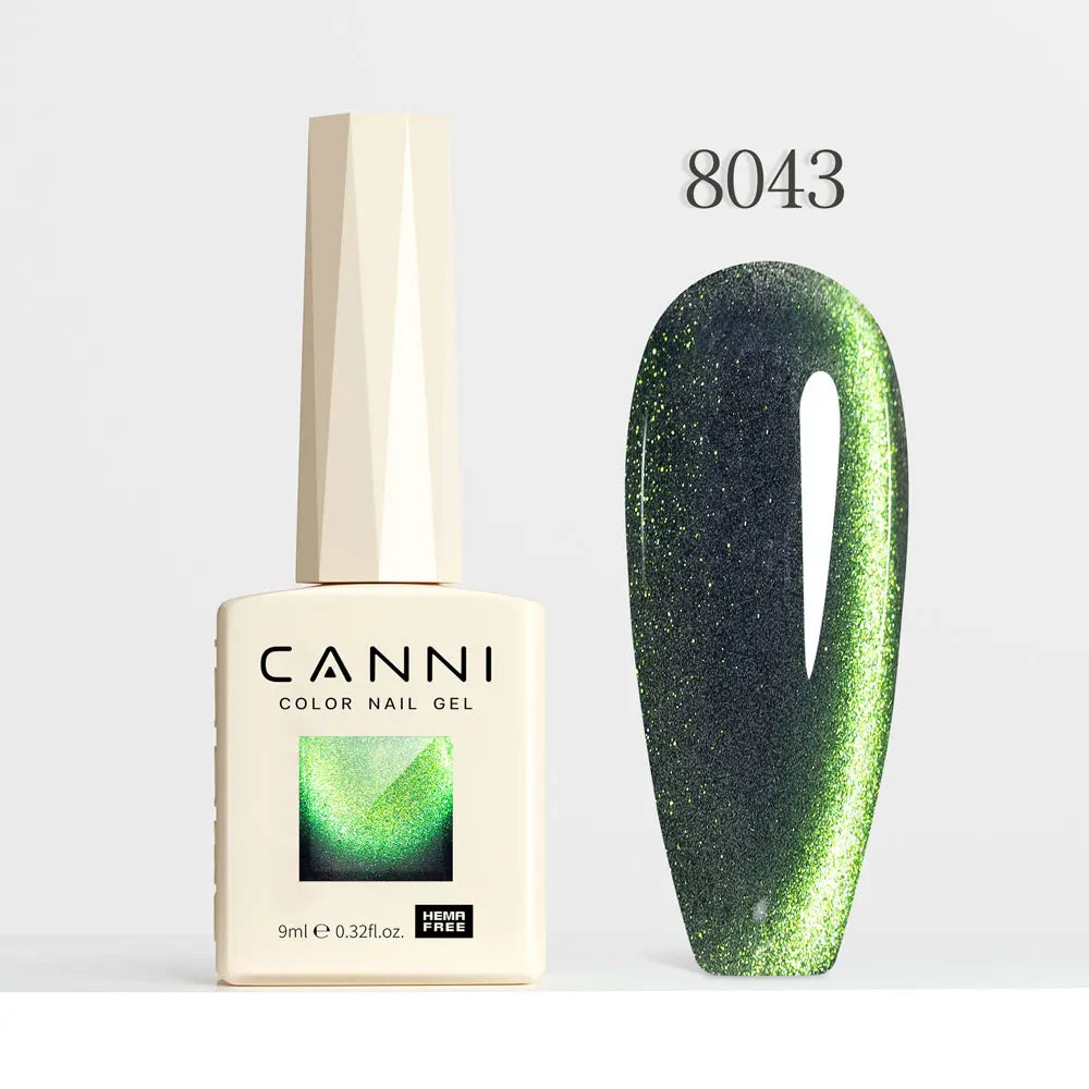 #8013 CANNI Nail Gel Polish Hema Free Super Glossy Glitter Cat Eye Gel Diamond Top Coat Semi Permanent Soak Off UV LED Varnish Aurora Glow Avenue