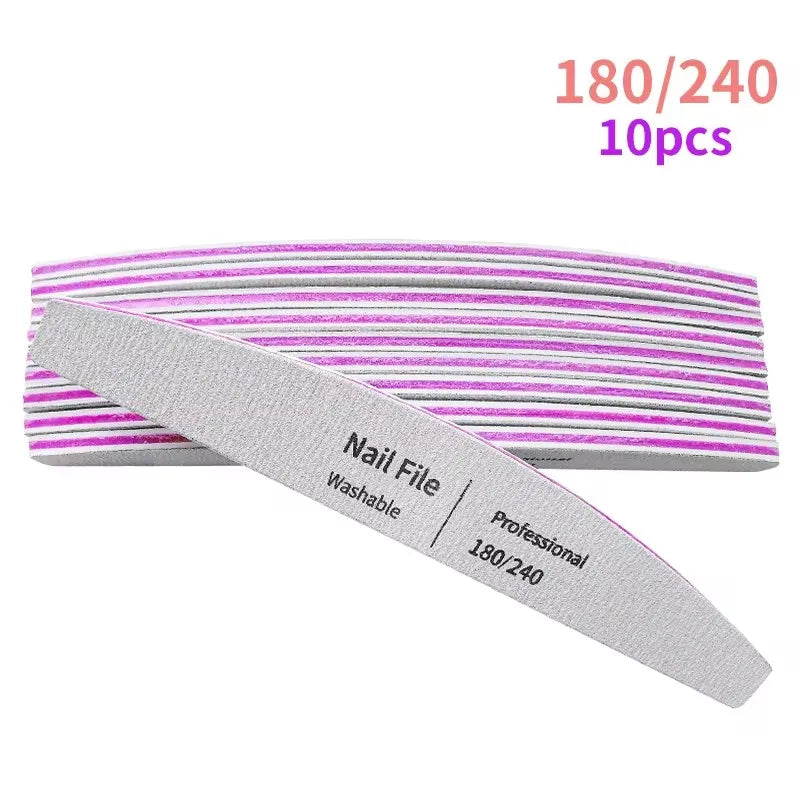 Nail File 100 to 180 Professional Tools Emery for Manicure Lime 240 Sandpaper Gel Polishing Files for Nails Buffers Set Po...