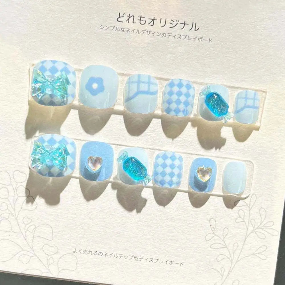 Rabbit Children False Nails Flower Full Cover Nail Art Tips Kids Fake Nail Extension Nail Supplies Bears Kids Cartoon Fake Nails Style15