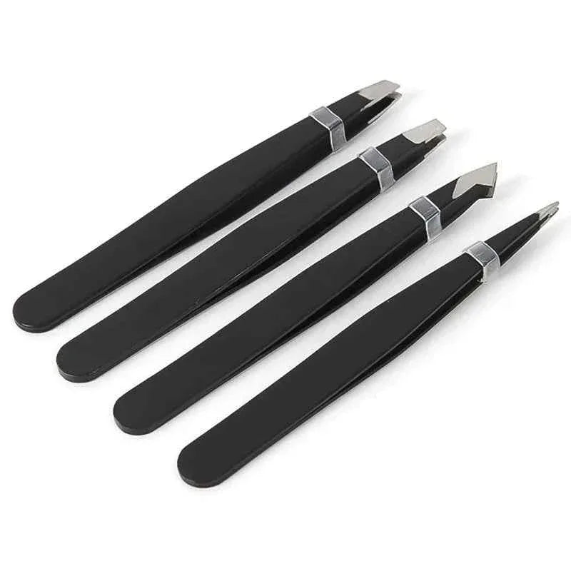 1-4pcs stainless steel eyebrow tweezers, facial hair removal tweezers, makeup eyelashes eye brow clips makeup tool set 4pc...