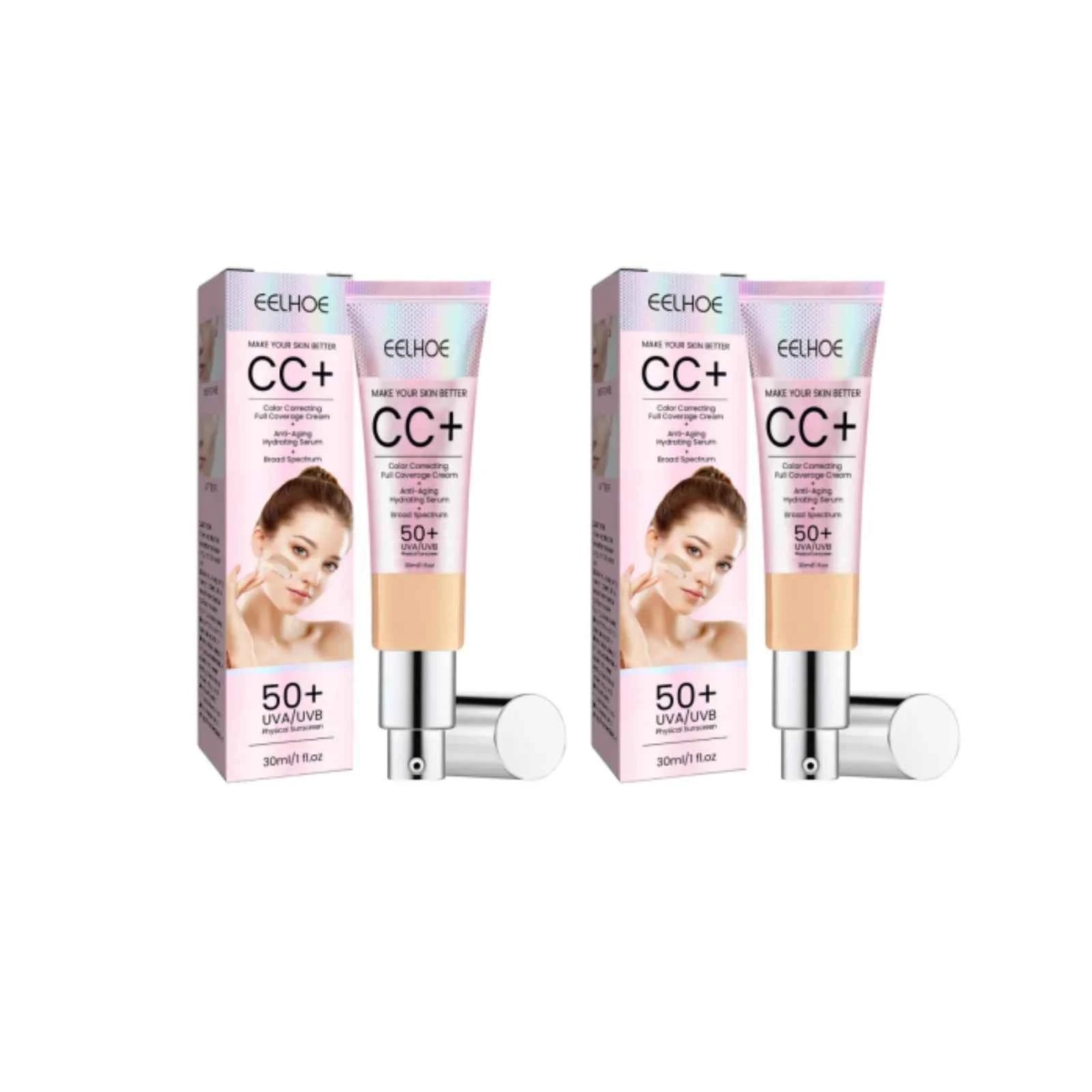 Natural Foundation Cc Cream Waterproof Brighten Moisturizing Foundation Concealer Oil-Control Sunscreen Spf 50 Makeup Cosm...