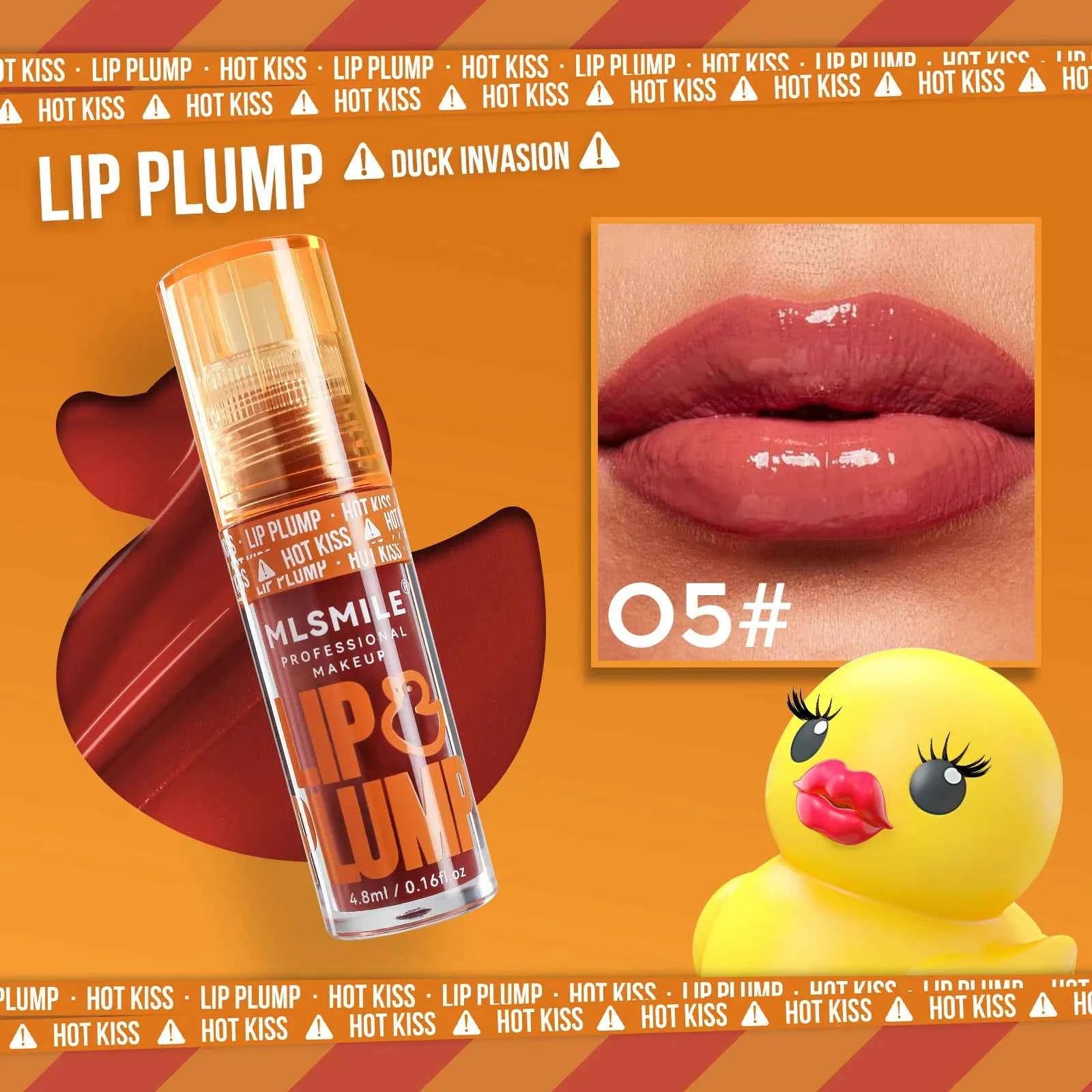 MLSMILE Duck Lip Plump Lip Oil Moisturizing Lip Gloss Mirror Water nature long-lasting Gloss Gloss Pearl Lip Glaze Set 211...