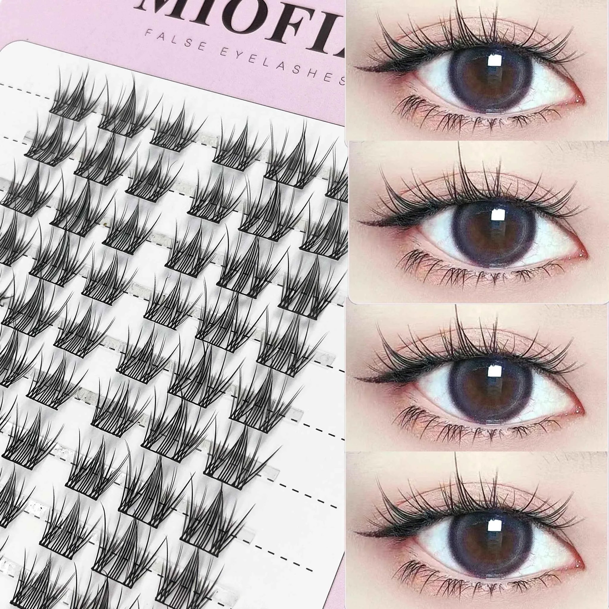 1/box 120 bundles Mink False Eyelash Natural Fishtail Lash 3D Russian Individual Eyelash Extension Cluster Makeup Tool Who...