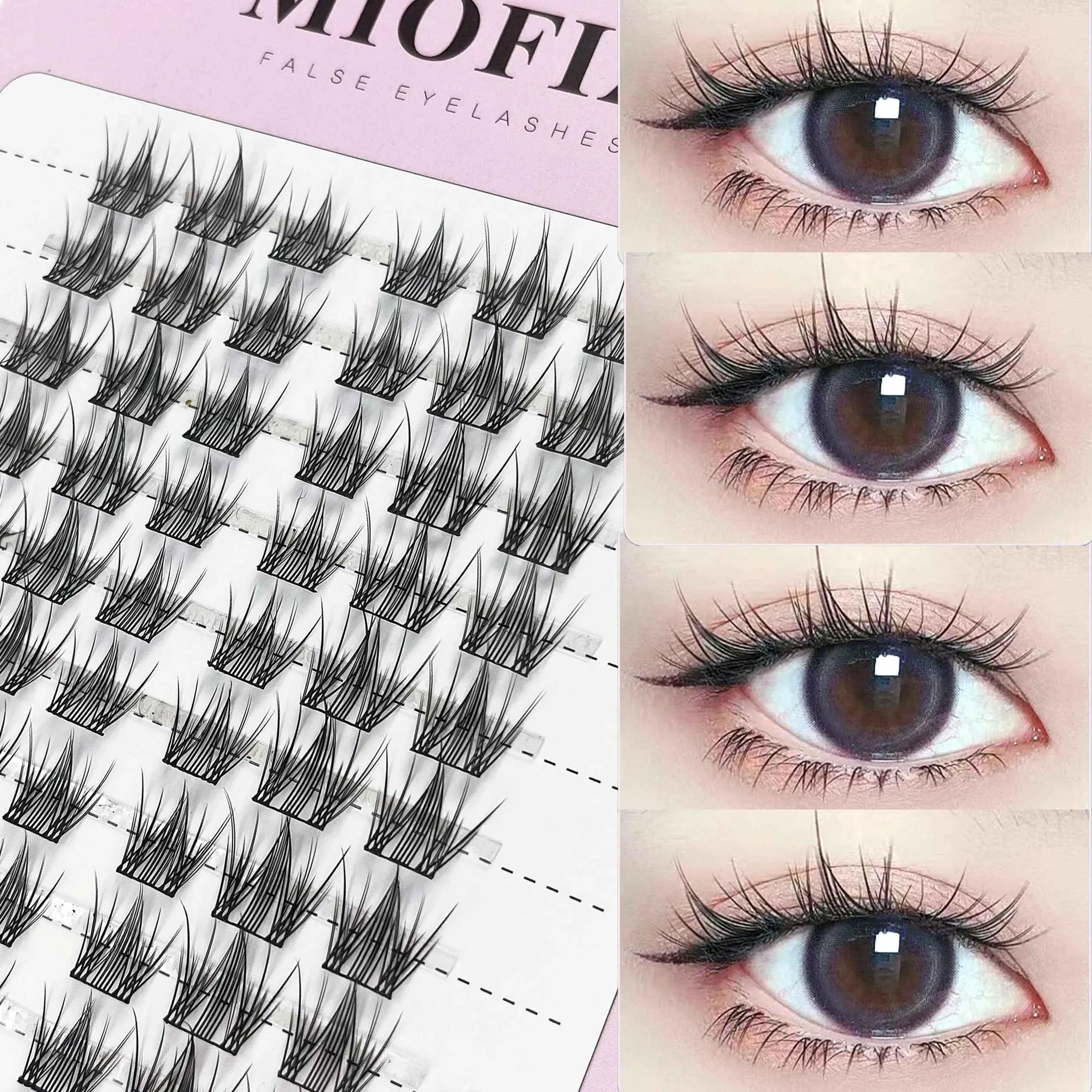 1/box 120 bundles Mink False Eyelash Natural Fishtail Lash 3D Russian Individual Eyelash Extension Cluster Makeup Tool Wholesale BSHH
