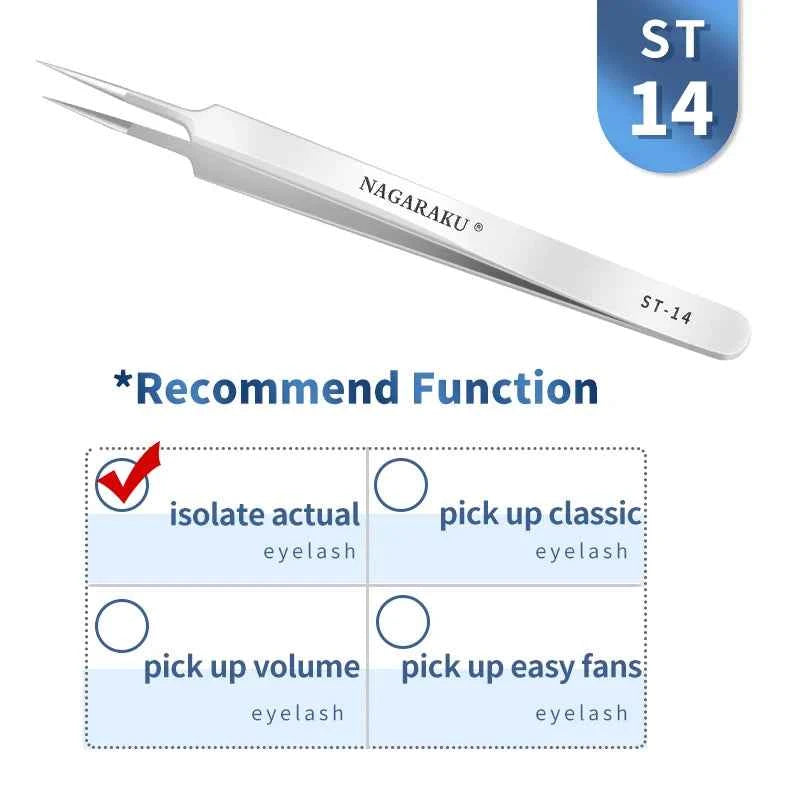 NAGARAKU Eyelash Extension Tweezers Makeup Stainless Steel Eyelash 3D accurate Clip ST-14 - 