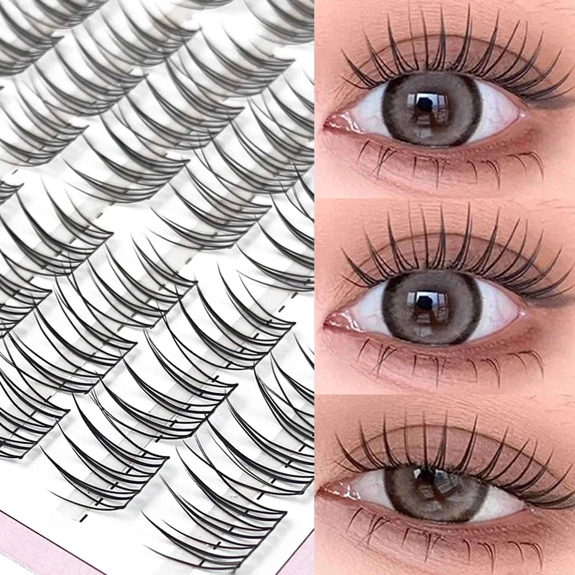 1/box 120 bundles Mink False Eyelash Natural Fishtail Lash 3D Russian Individual Eyelash Extension Cluster Makeup Tool Wholesale AD