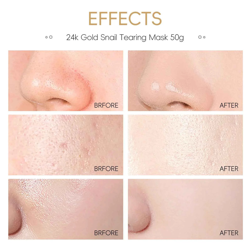 1/2/3pcs LAIKOU 24K Gold Snail Collagen Peel Off Tearing Face Mask Deep Cleansing Remove Blackhead Face Care Tear Off Mask