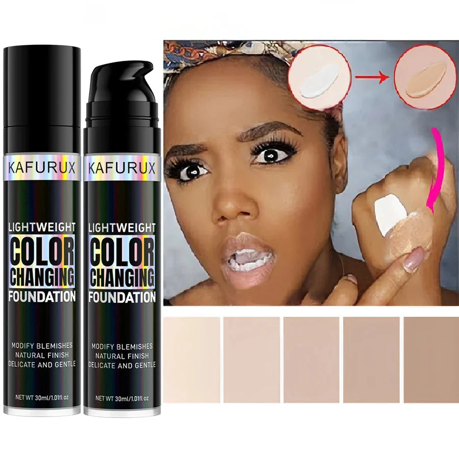 1PC Magic Color Changing Foundation Liquid Soft Matte Long Lasting Hydrating Makeup Base Cream for All Different Skin Tone...