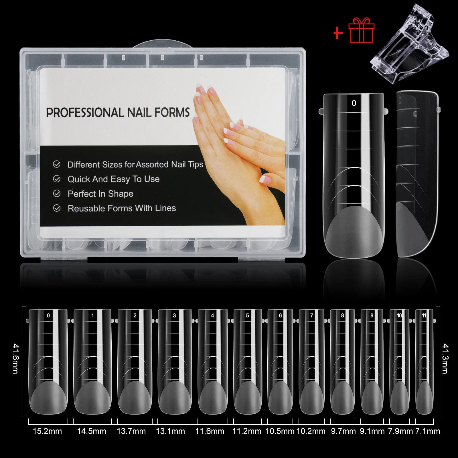 NEW Stiletto Coffin Clear Dual Forms False Tips Quick Building Gel Mold Nail System Full Cover Nail Extension Forms Top ma...
