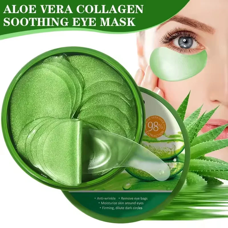 60pcs Aloe Vera Collagen Eye Mask Anti Dark Circles Removal Eyes Bags Moisturizing Firming Eye Patches Eyes Skin Care Products Aurora Glow Avenue
