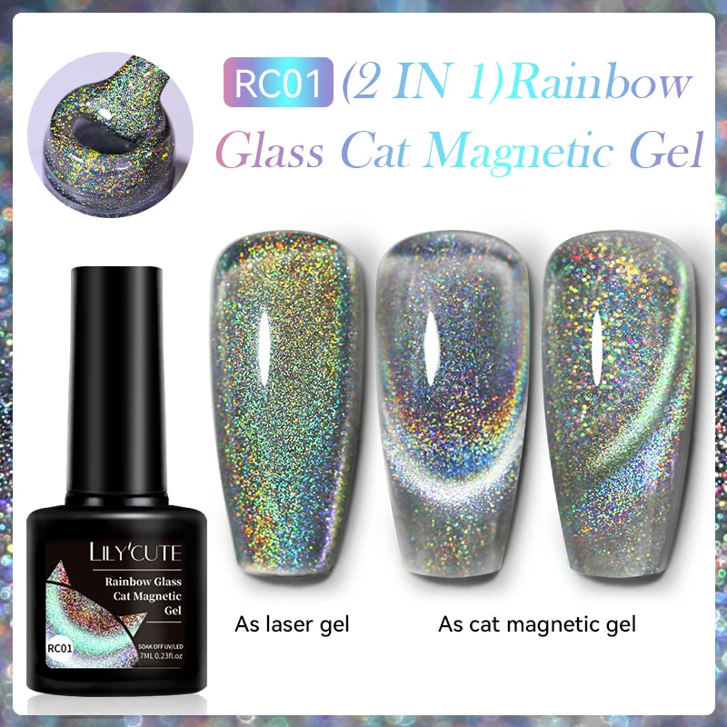 LILYCUTE 7ml Aurora Cat Magnetic Gel Nail Polish Reflective Magnet Gel Varnishes Semi Permanent UV Gel For Nail Art Manicu...