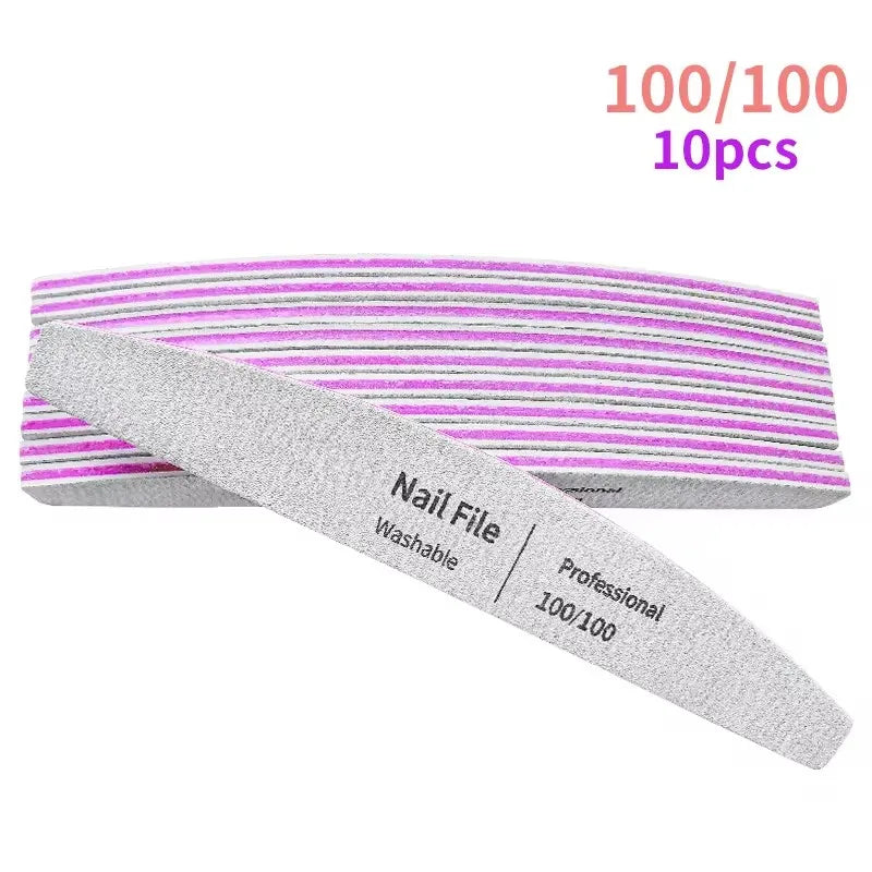 Nail File 100 to 180 Professional Tools Emery for Manicure Lime 240 Sandpaper Gel Polishing Files for Nails Buffers Set Polisher 100Grit 10pcs CN