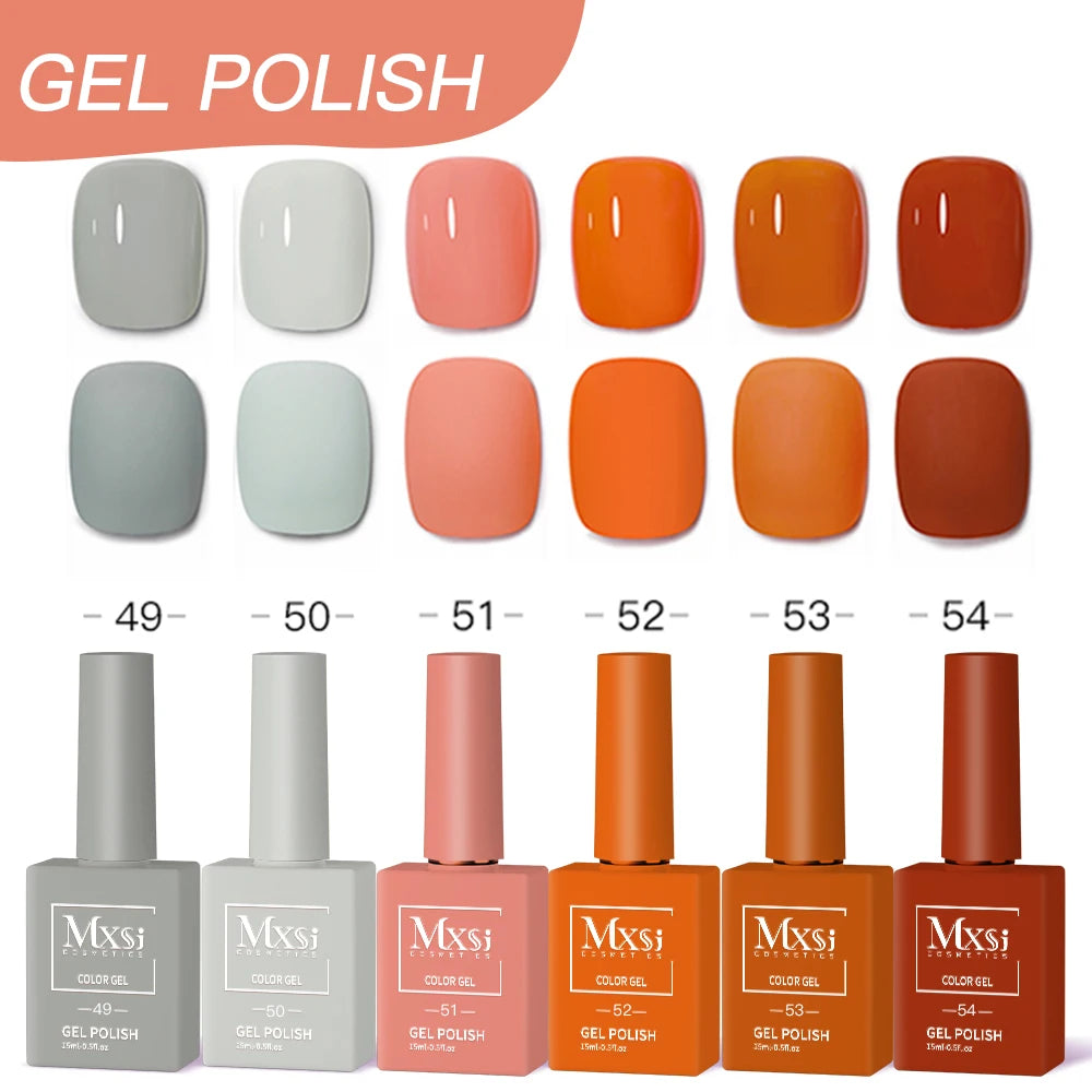 Mxsi 60 Colors Nail Gel Polish 15ml Vernis Semi Permanent Nail Art Manicure Soak Off DIY LED UV Gel Nails Polish Nail Supplies 6PCS MXSI 60-49-54