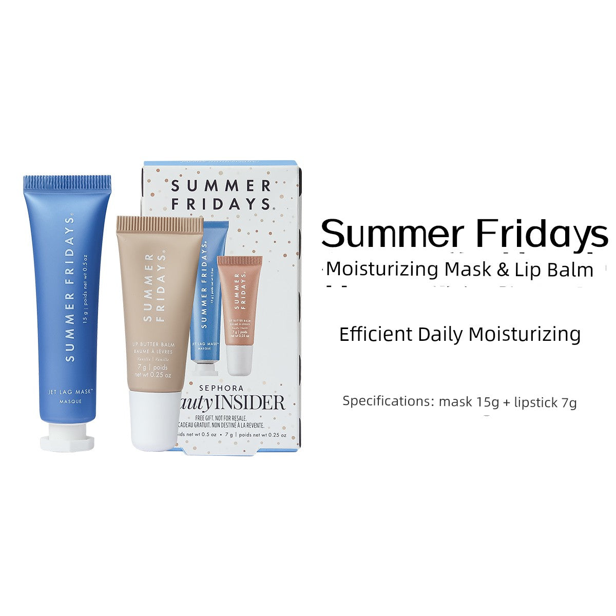Summer Fridays Jet Kardashian Mask Moisturizing Time Difference Mask & Butter Lip Balm Moisturizing Mask & Butter Lip Balm