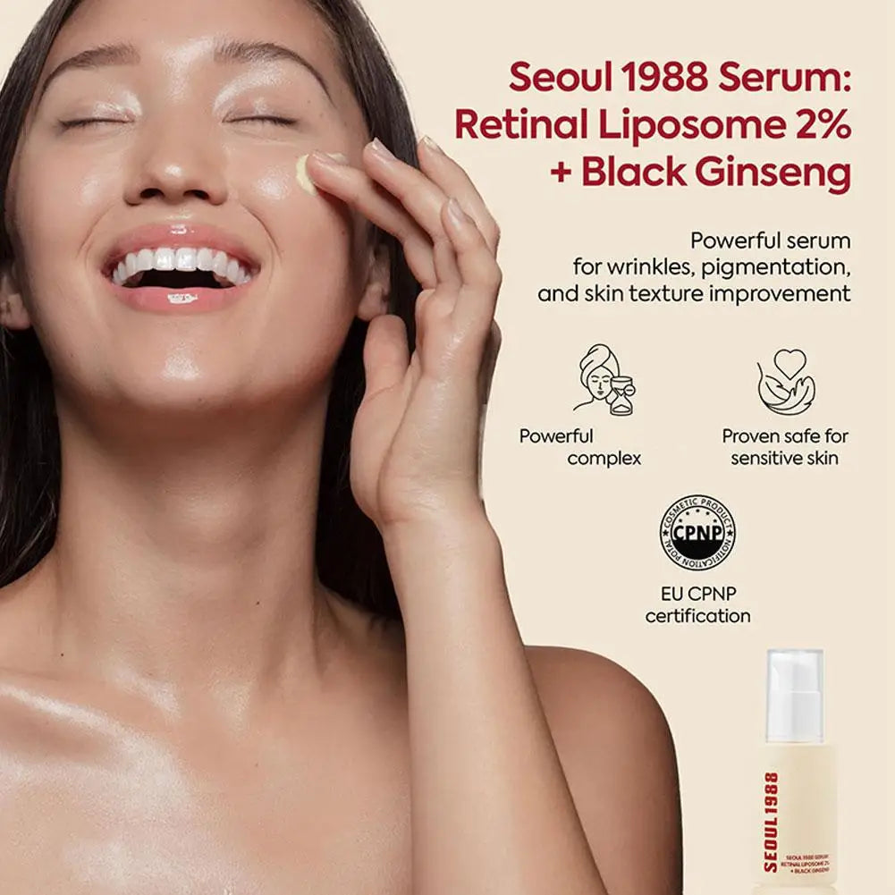 Seoul 1988 Anti-Aging Trio: 4% Retinal Eye Cream + 2% Retinal Serum w/ Black Ginseng for Wrinkles & Brightening,Korean Ski...