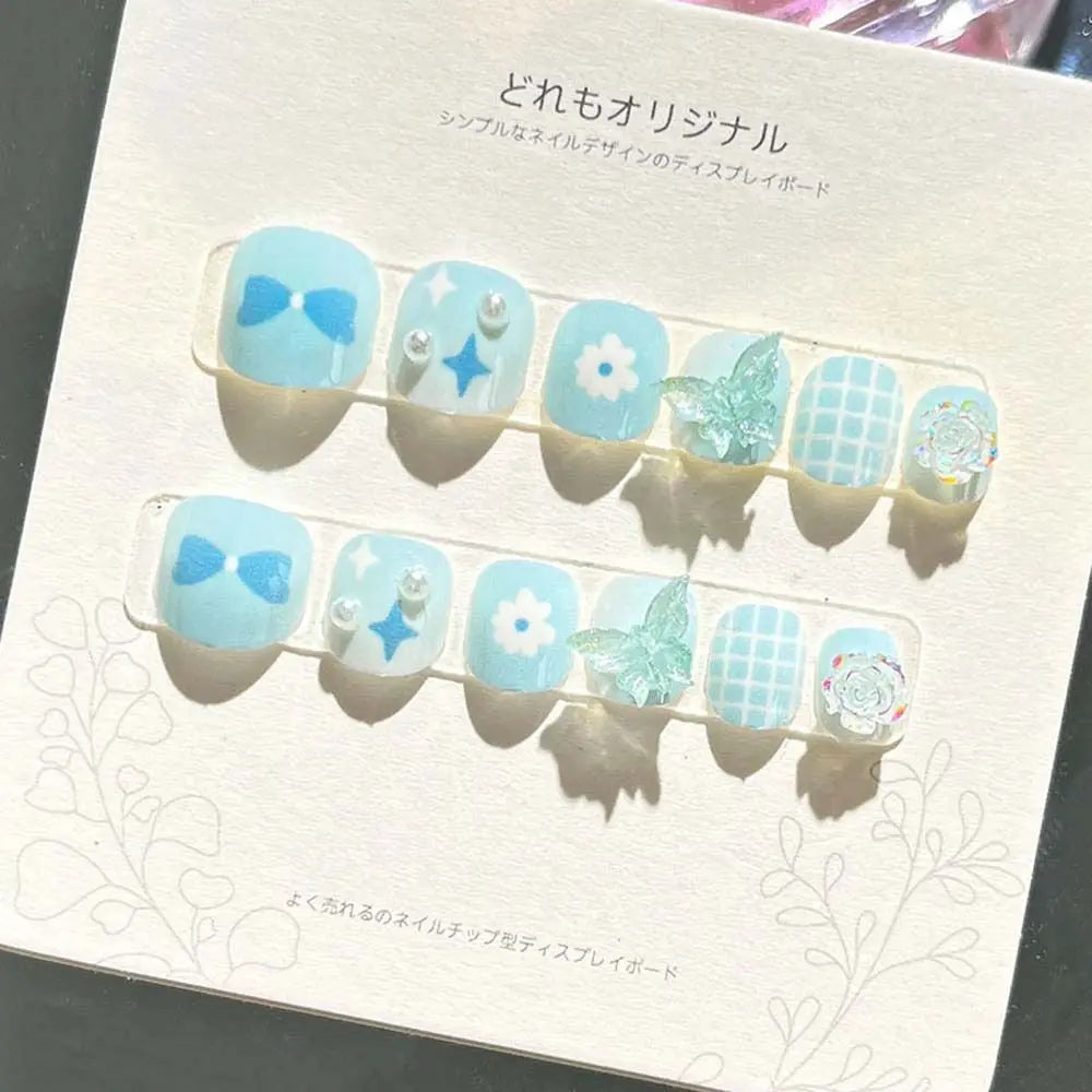 Rabbit Children False Nails Flower Full Cover Nail Art Tips Kids Fake Nail Extension Nail Supplies Bears Kids Cartoon Fake...