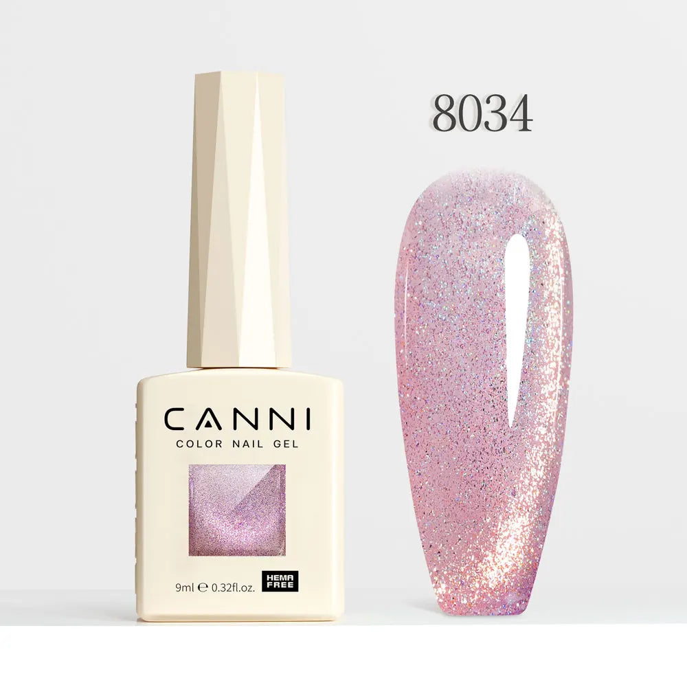 #8013 CANNI Nail Gel Polish Hema Free Super Glossy Glitter Cat Eye Gel Diamond Top Coat Semi Permanent Soak Off UV LED Varnish Aurora Glow Avenue