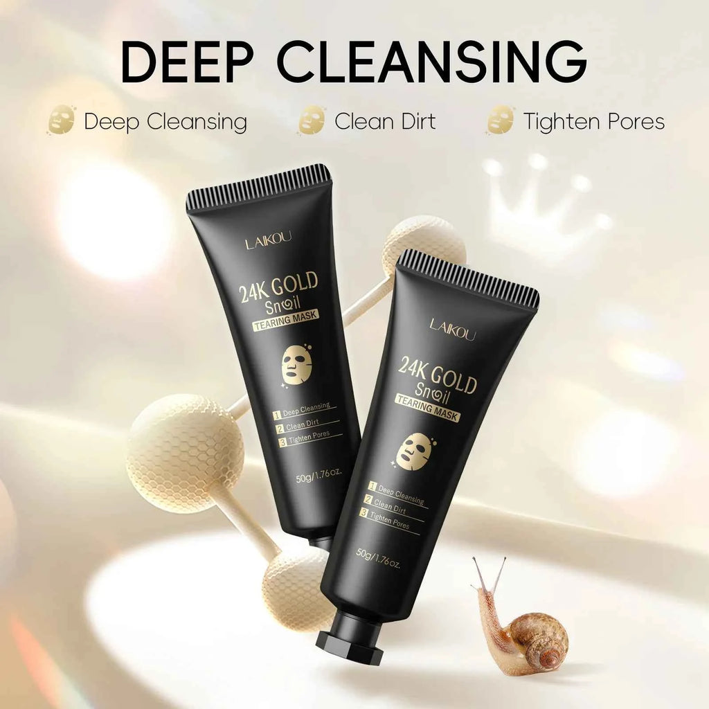 1/2/3pcs LAIKOU 24K Gold Snail Collagen Peel Off Tearing Face Mask Deep Cleansing Remove Blackhead Face Care Tear Off Mask