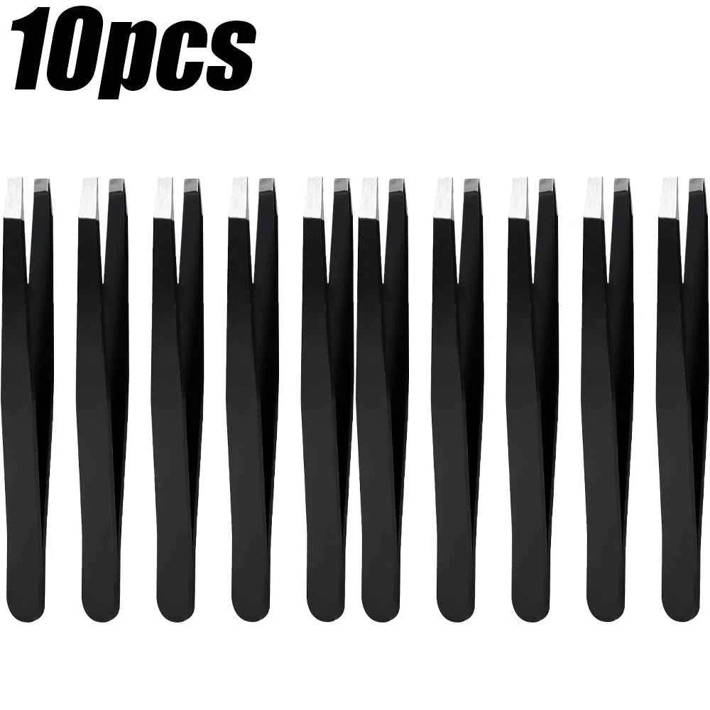 1/10pcs Black Precision Eyebrow Tweezers Stainless Steel Eye Brow Tools Professional Facial Hair Removal Shaping Makeup To...