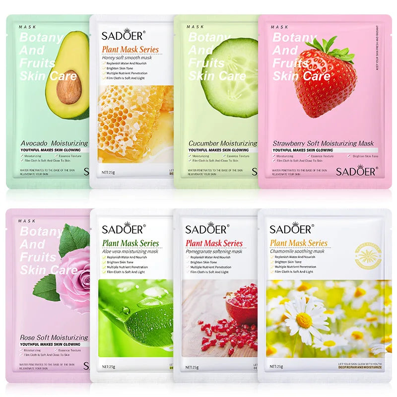 8pcs Natural Plant Face Mask Beauty Skincare Facial Masks Moisturizing Firming Hydrating Facial Mask Face Care Korean Cosmetics Aurora Glow Avenue