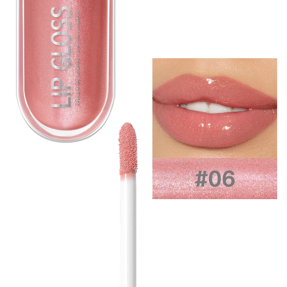 USHAS 12 colors mirror fine flash liquid lipstick pearlescent color waterproof sweatproof non-stick cup lip gloss 24314-06 - 