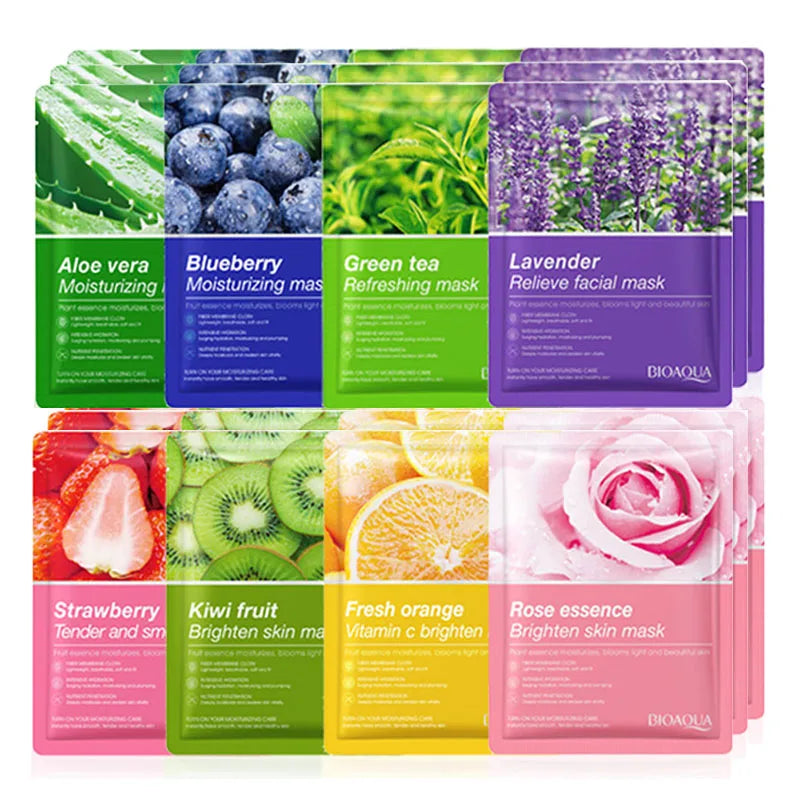 8pcs Natural Plant Face Mask Beauty Skincare Facial Masks Moisturizing Firming Hydrating Facial Mask Face Care Korean Cosm...