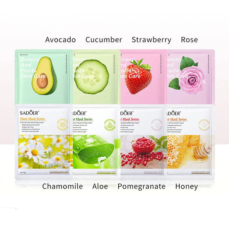 8pcs Natural Plant Face Mask Beauty Skincare Facial Masks Moisturizing Firming Hydrating Facial Mask Face Care Korean Cosmetics Aurora Glow Avenue