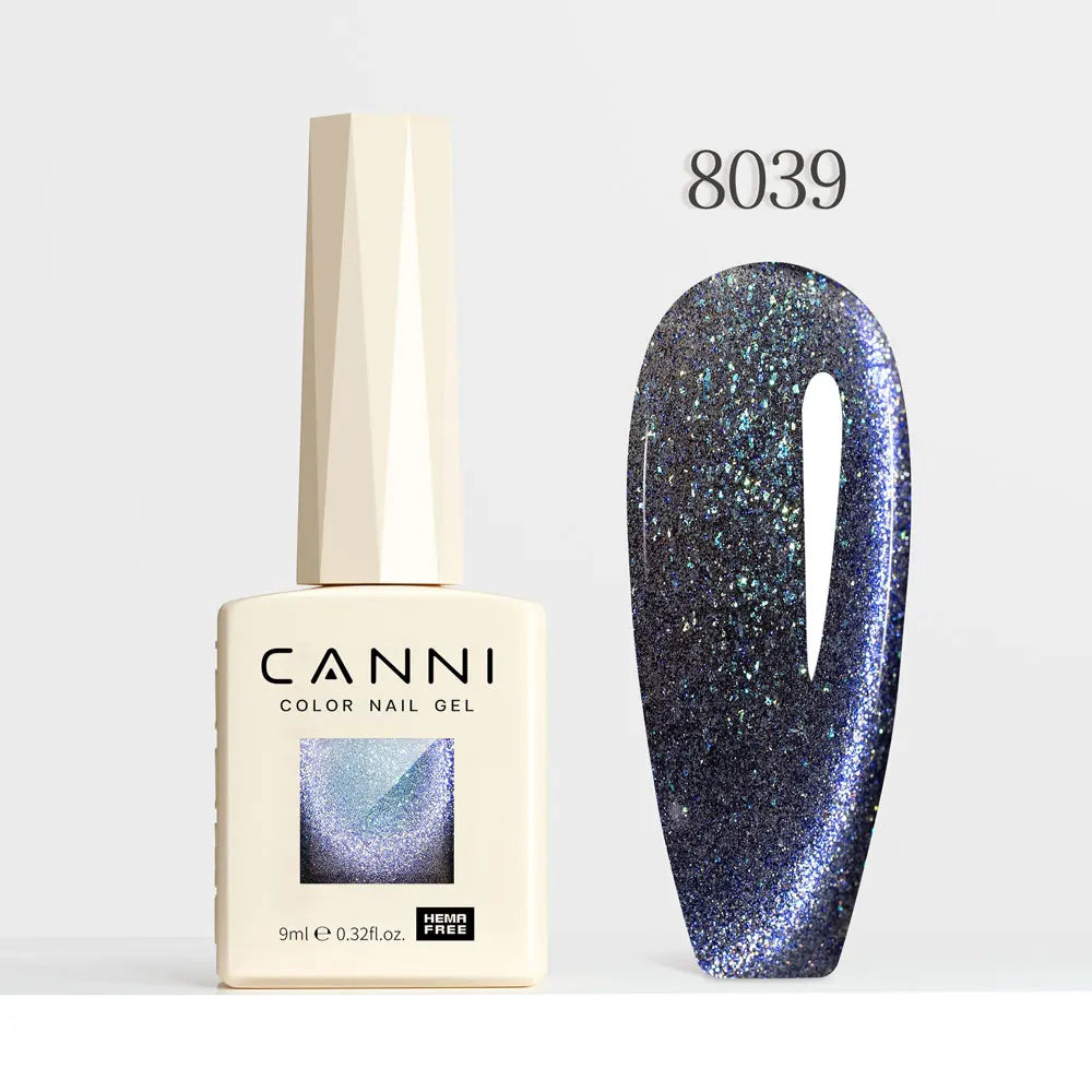 #8013 CANNI Nail Gel Polish Hema Free Super Glossy Glitter Cat Eye Gel Diamond Top Coat Semi Permanent Soak Off UV LED Varnish Aurora Glow Avenue