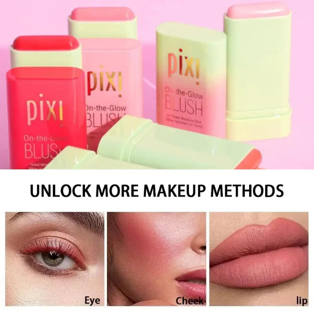Pixi 3 In1 Moistured Blush Stick Cheek Lip Tinted Silky Brighten Blush Cream Blusher Cosmetics Tubes Matte Contour Makeup - 