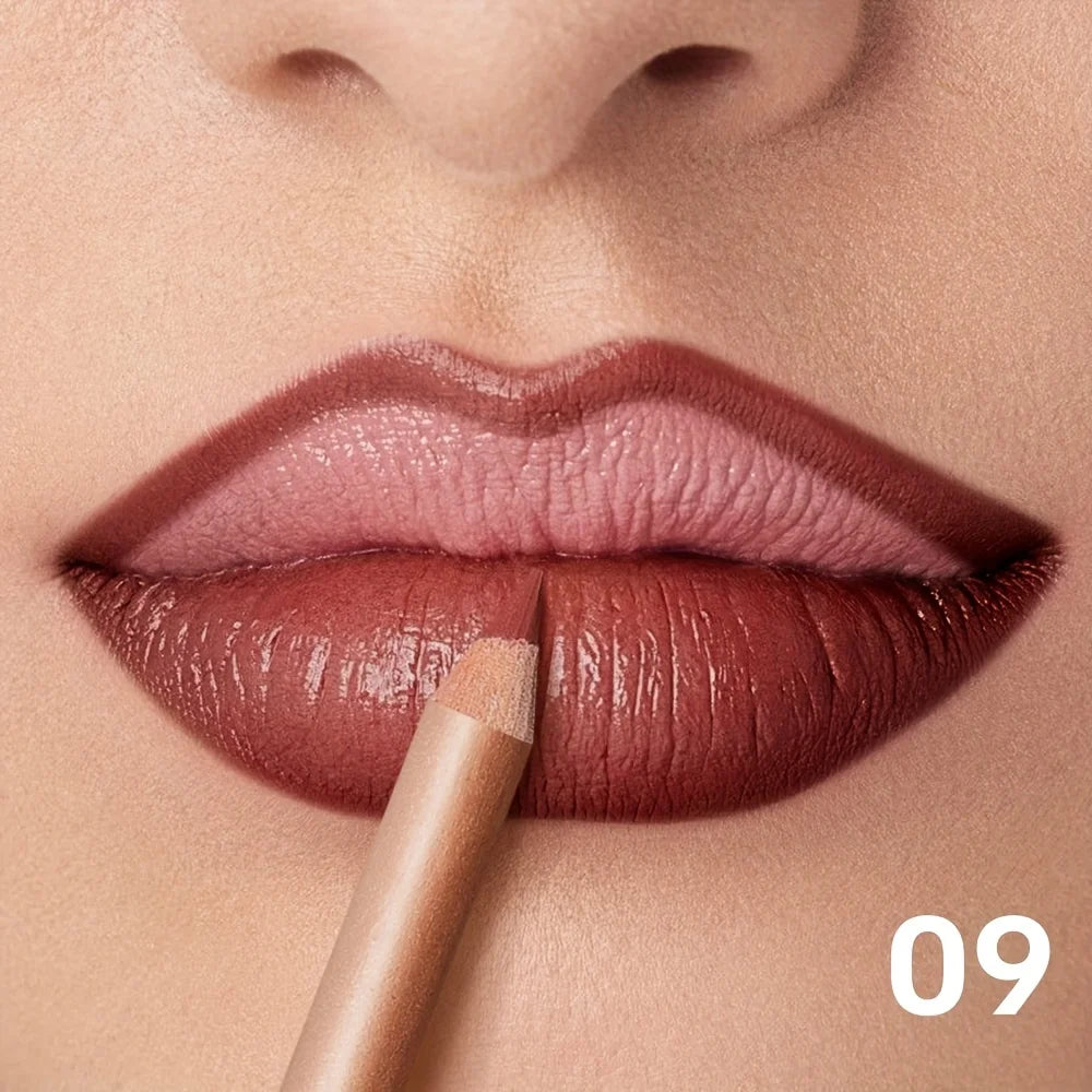 Matte Nude Lip Liner Pigmentation Long-Lasting Waterproof /Pencil Formula, Lip Pencil for Precise Lip Line, Lip Glossy Eff...