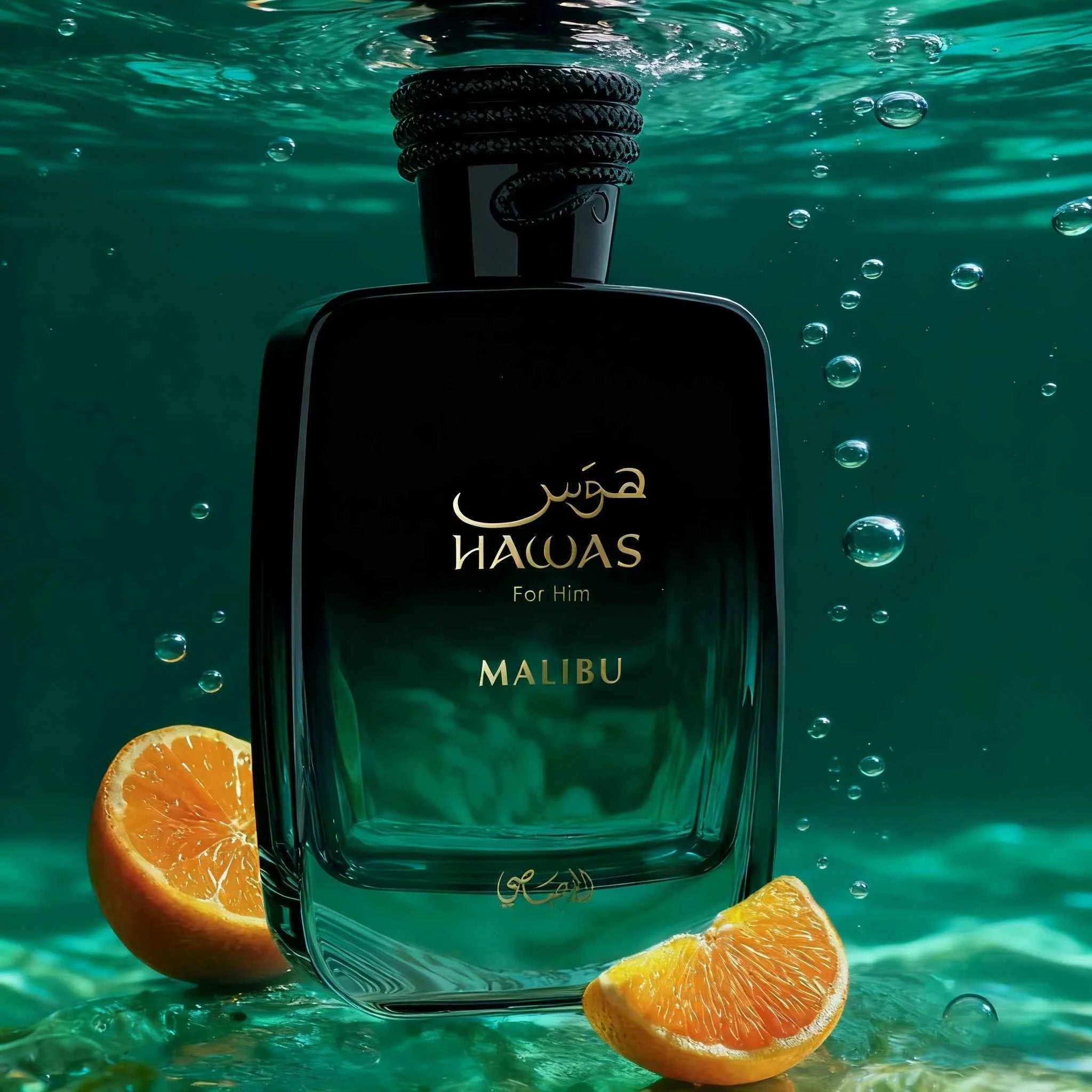HAWAS MALIBU men's perfume, citrus flavor, full of marine charm, 3.4FL-OZ capacity, designed for fashionable men