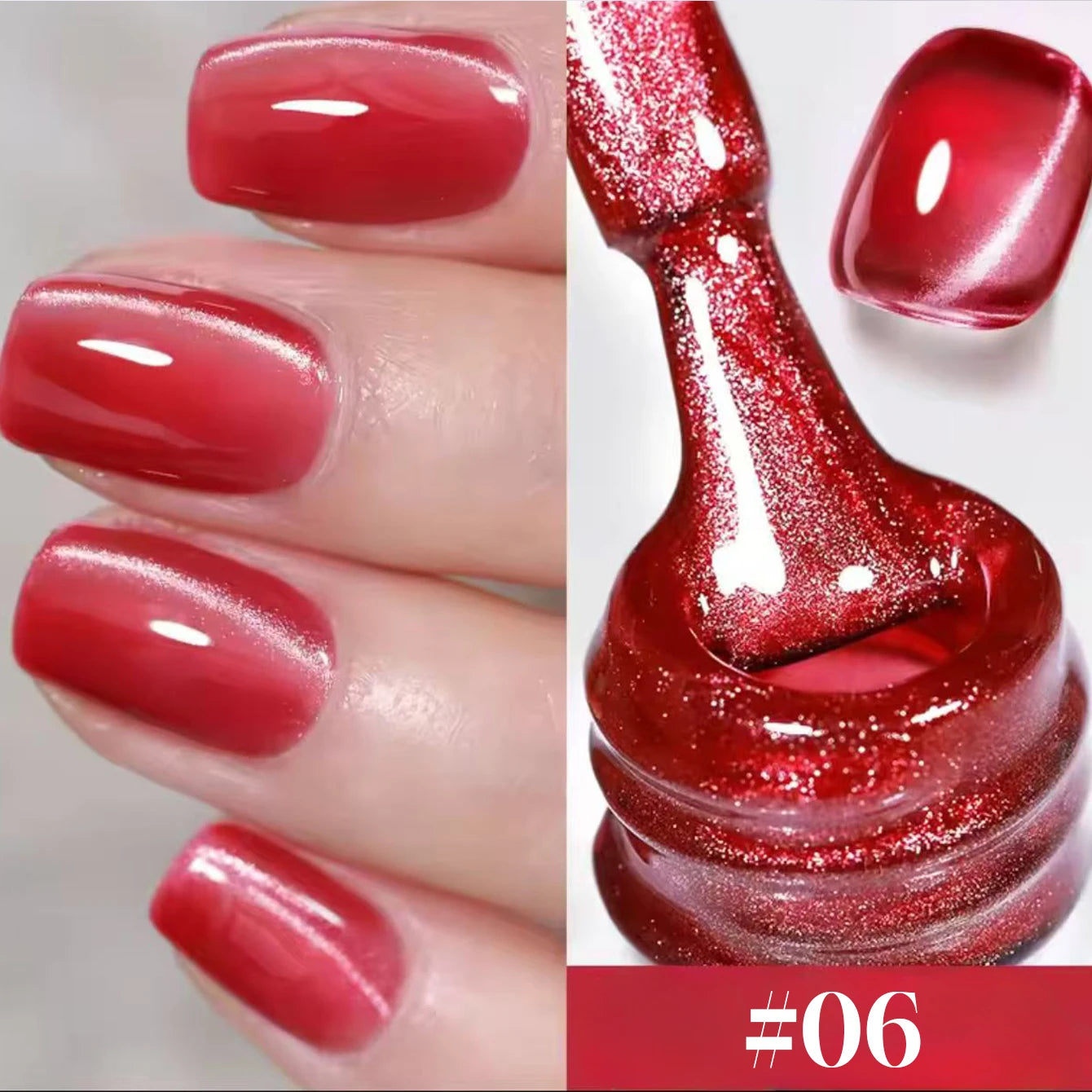 MIANEL 1-6pcs 12ML Christmas Nails Galaxy White Glass Bead Cat Eye Gel Nail Polish Super White Nails Nail Art Nail Supplie...