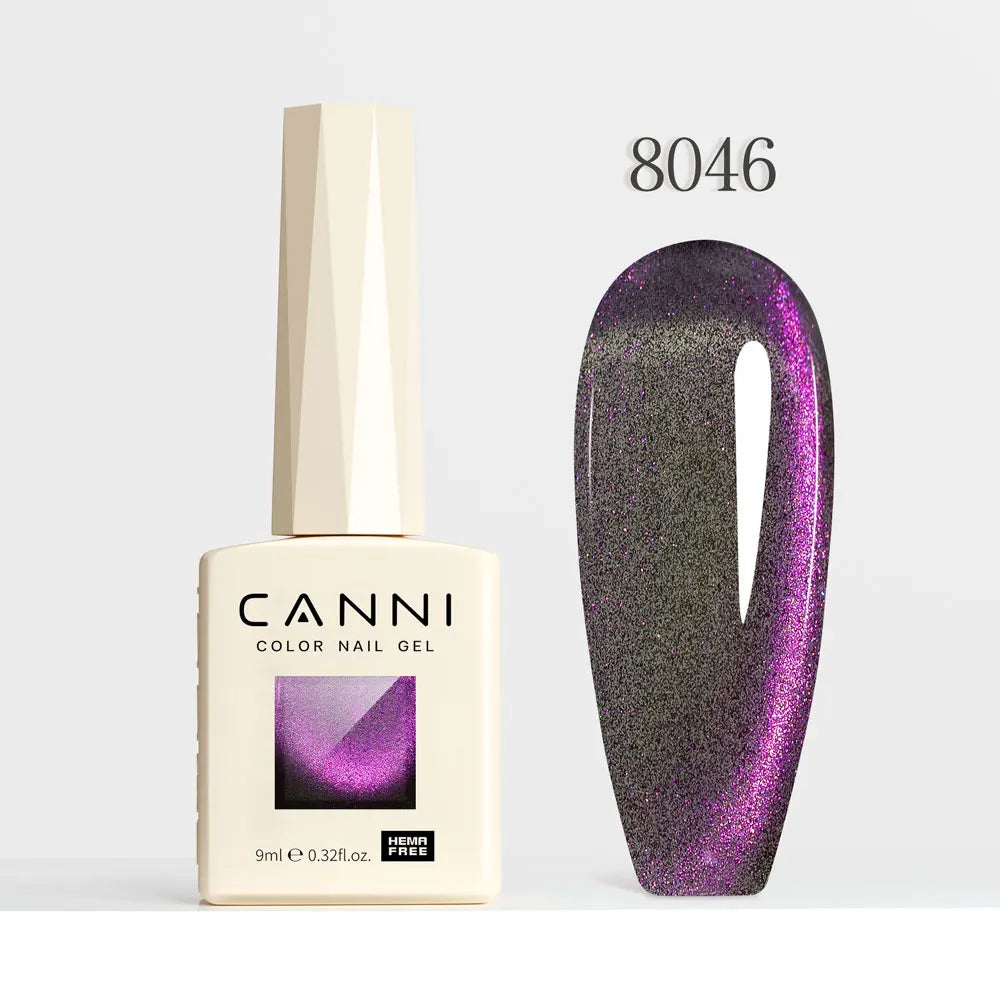 #8013 CANNI Nail Gel Polish Hema Free Super Glossy Glitter Cat Eye Gel Diamond Top Coat Semi Permanent Soak Off UV LED Varnish Aurora Glow Avenue