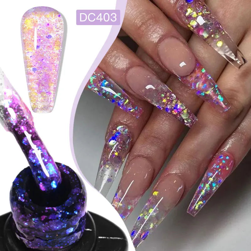 Mtssii 7ml Red Glitter Gel Nail Polish Sequins Shiny Manicure Semi Permanent Base Top Coat Soak Off LED UV Nail Art Gel Varnish Q52448-5