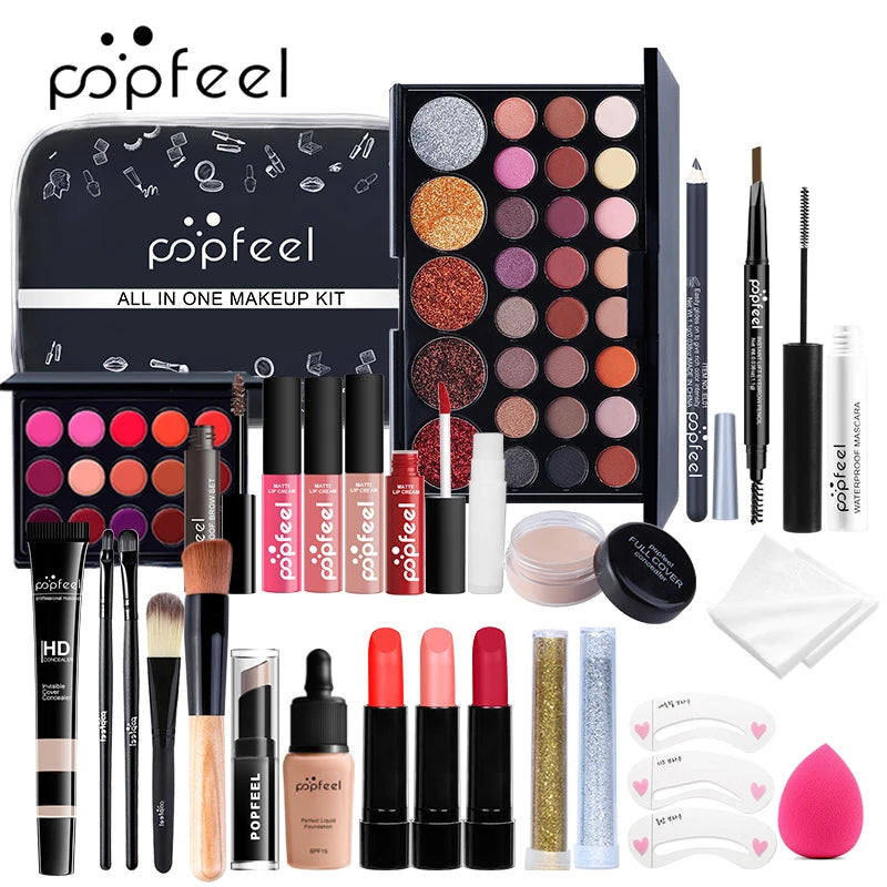 POPFEEL All In One Makeup Kit for Women Full Kit Set, All in One Makeup Sets Include Eyebrow Eyeliner Eyeshadow KIT004 - 