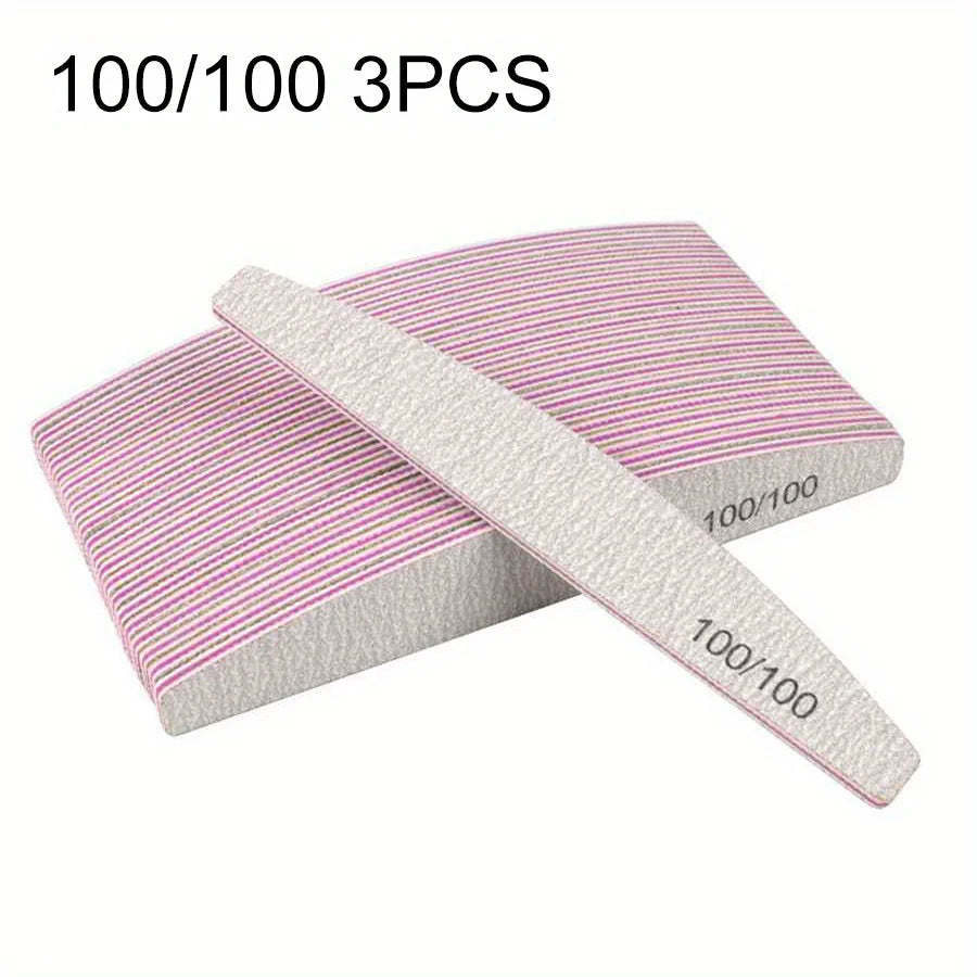 1/3/5/10Pcs Professional Nail File 80/100/150/180/240 Sandpaper Strong Thick Sanding Half Moon Lime nail accessories and T...