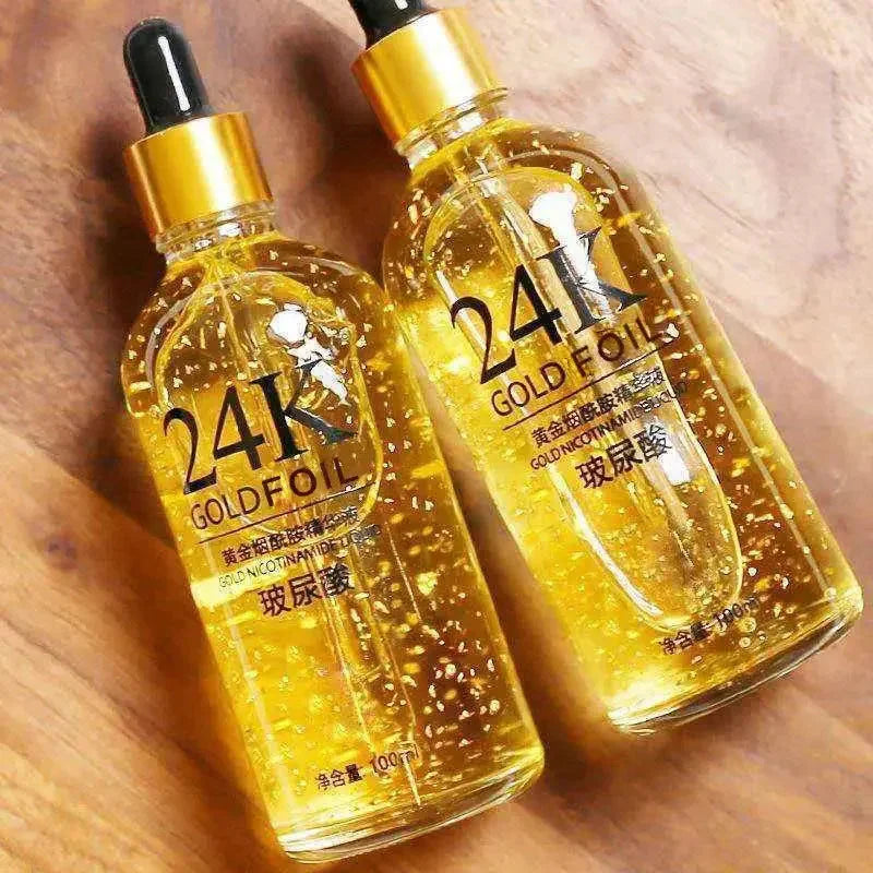 100ml 24k Gold Hyaluronic Acid Nicotinamide Face Serum Anti Aging Facial Lifting Collagen Essence Skin Care Whitening Serum Aurora Glow Avenue