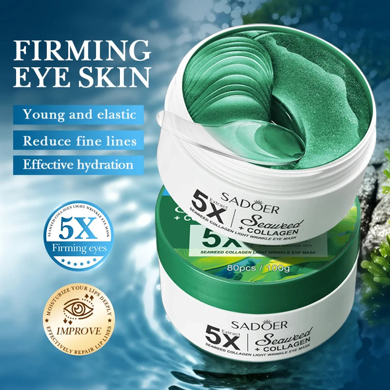 80pcs SADOER Seaweed Crystal collagen Eye Mask Anti Dark Circles Moisturizing Anti-aging Anti Wrinkles Eye Patches Gel Mas...