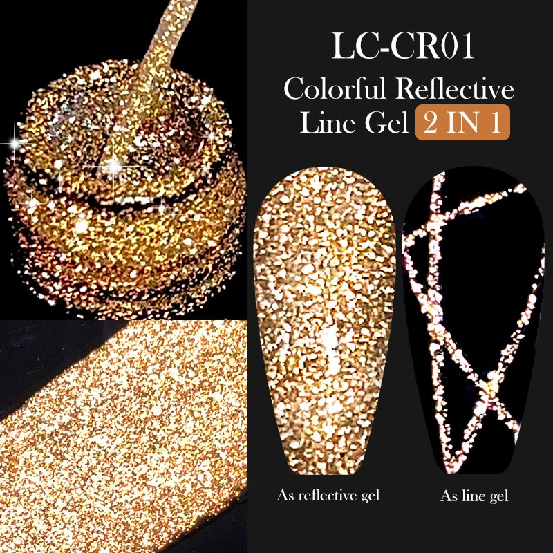 LILYCUTE 5ML Metallic Painting Liner Gel Nail Polish Super Bright Gold Silver Mirror Drawing Gel Semi Permanent Line Frenc...