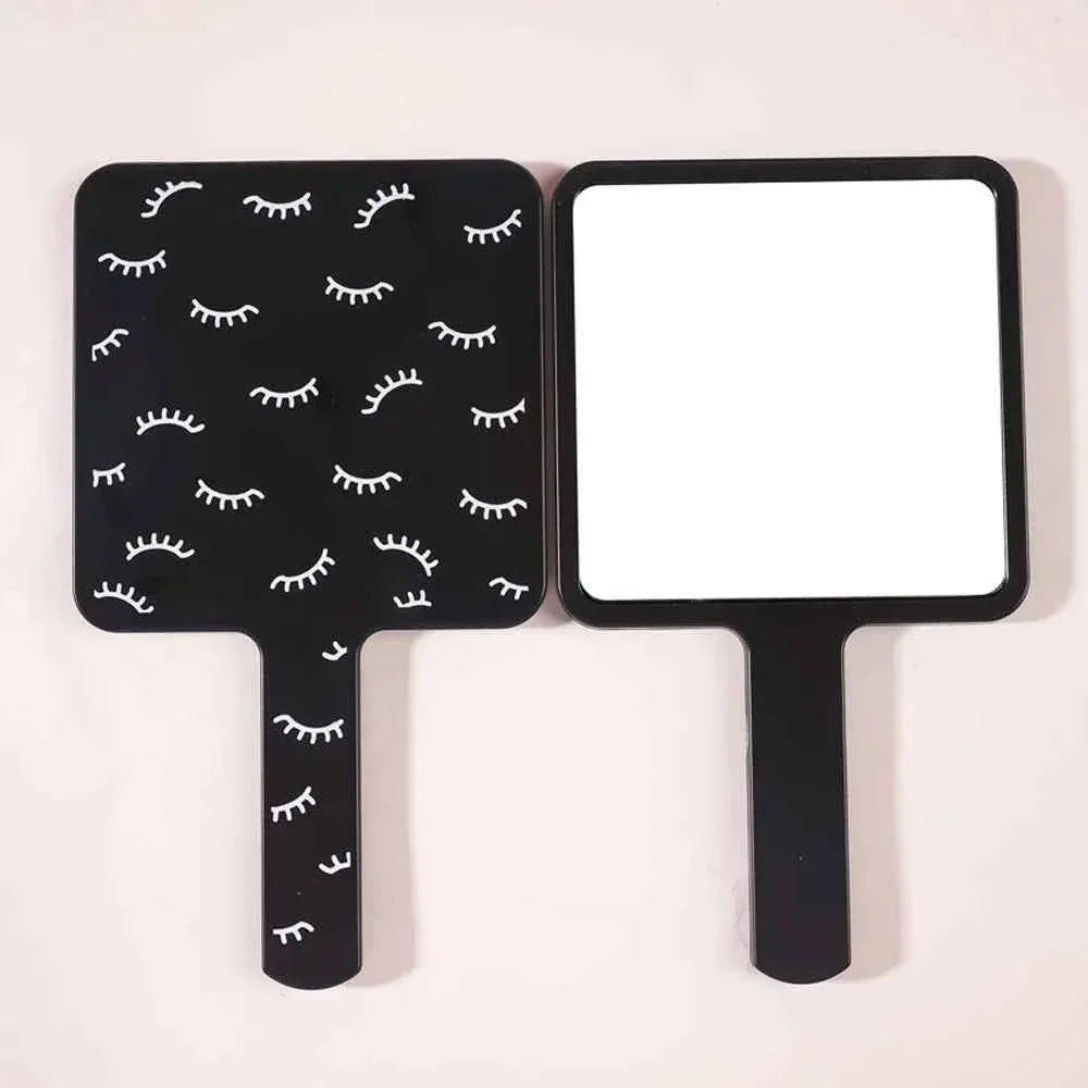 1 Pc Eyelash Extension Handheld Mirror With Lashes Painting Square 9x9cm Plastic High Definition Makeup Tools Salon Accessories Black