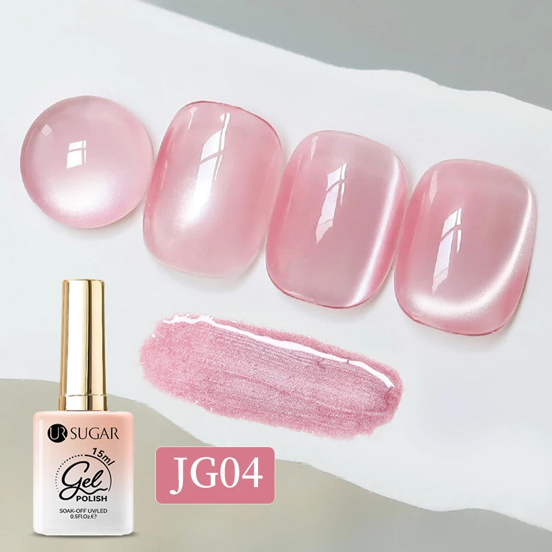 UR SUGAR 15ml Water Light Cat Magnetic Gel Nail Polish Champagne Semi Permanent Soak Off UV Gel Crystal Varnis Nail Art Ma...