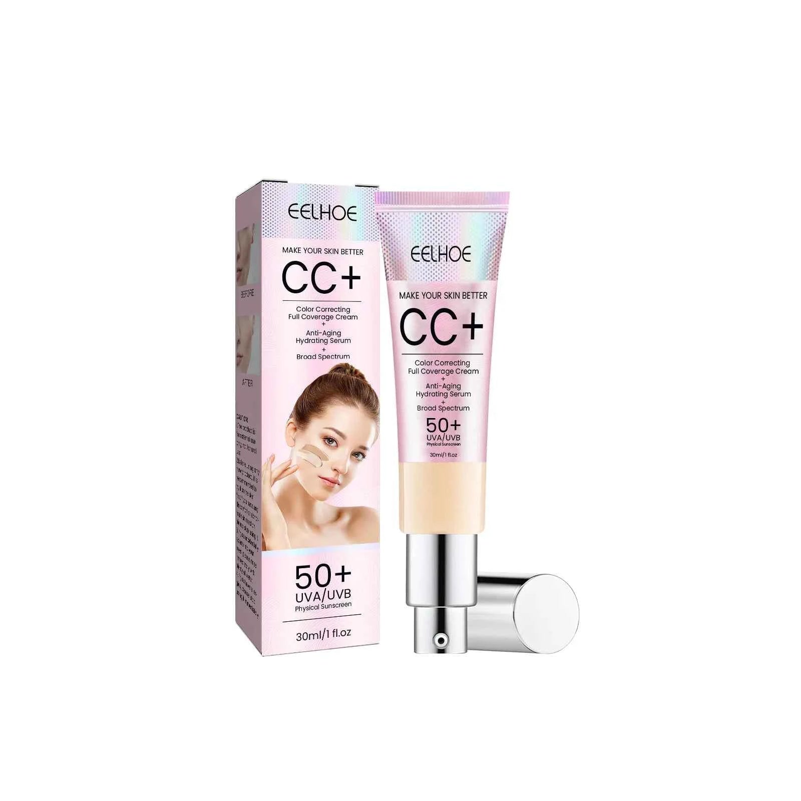 Natural Foundation Cc Cream Waterproof Brighten Moisturizing Foundation Concealer Oil-Control Sunscreen Spf 50 Makeup Cosm...