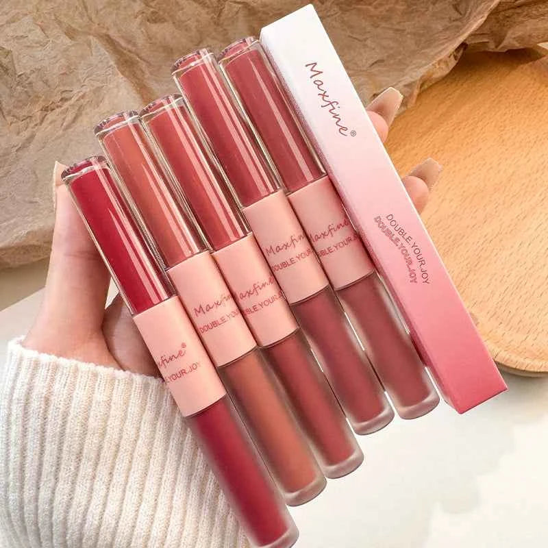Matte Mirror Double Ended Lip Gloss Velvet Texture And Jelly Texture Moisturizing And Easy To Apply Lip Liquid Lipstick - 