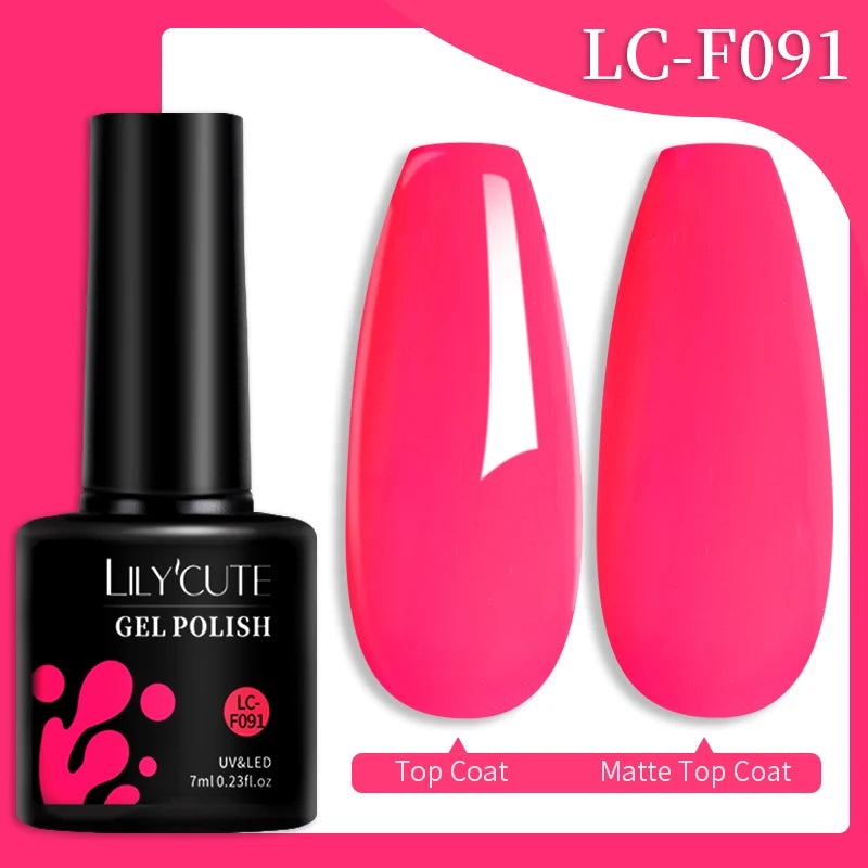 LILYCUTE 7ML Colorful Gel Nail Polish 129 Colors Long Lasting For Manicure Semi Permanent Base Top Coat Nail Art UV Gel Va...