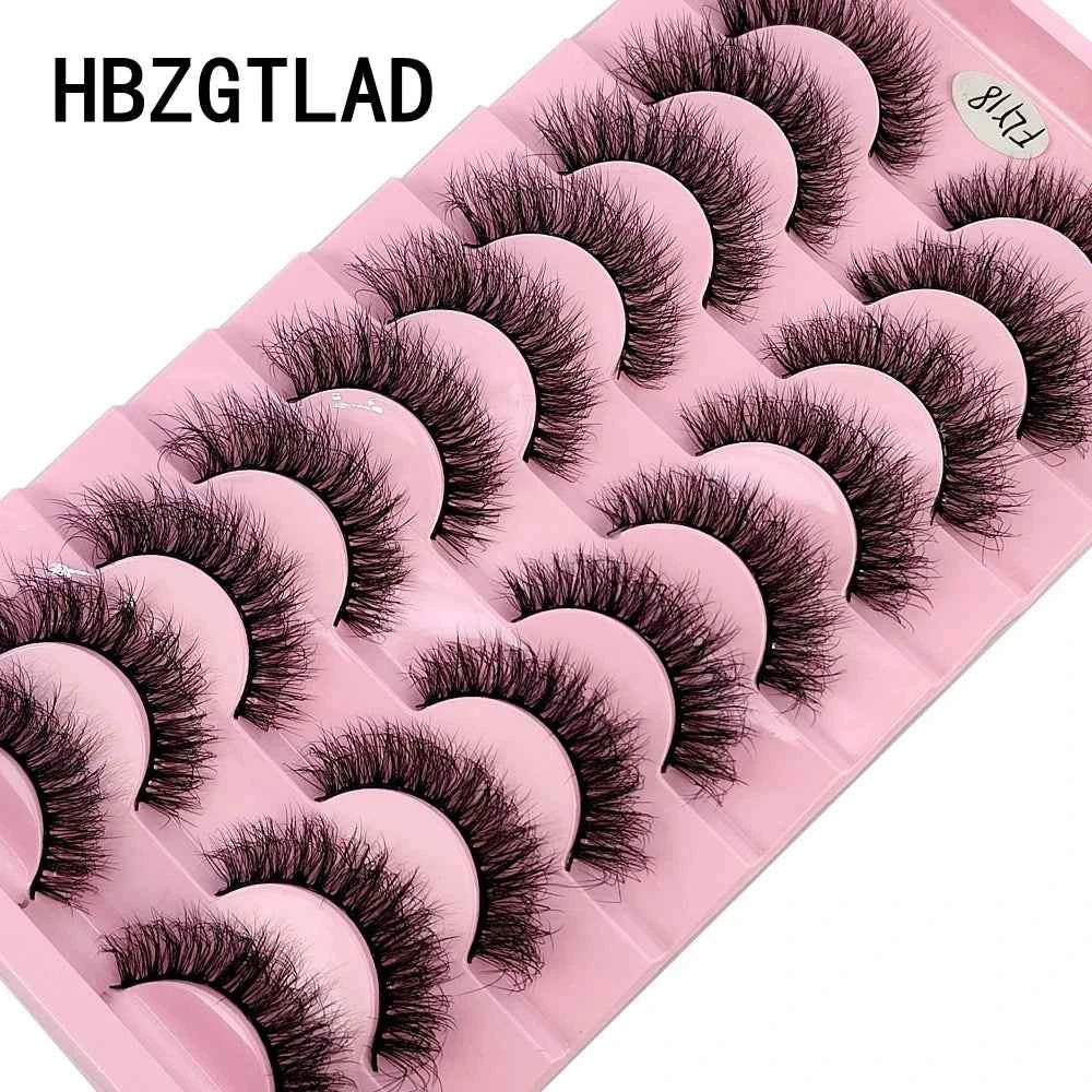 10 Pairs Faux Mink Eyelashes Handmade False Eyelashes Natural Nude Makeup Simulation Cross Messy Eye 3D Curly Eyelashes 10...