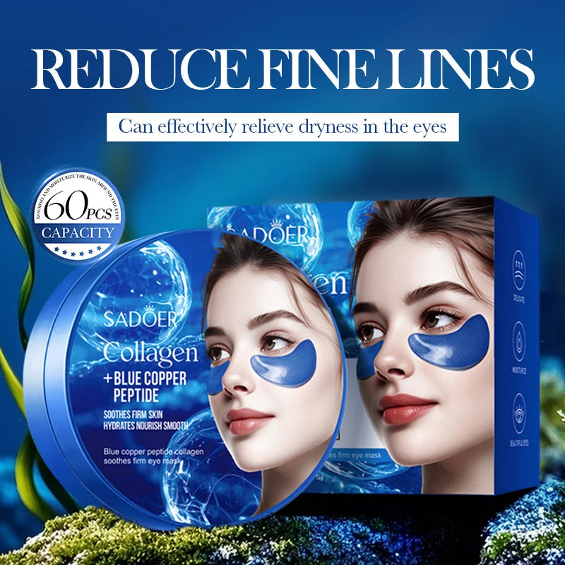 60pcs SADOER Caffeine Crystal Collagen Eye Mask Anti Dark Circles Ant -Aging Anti Wrinkles Moisturizing Eye Patches Skin C...