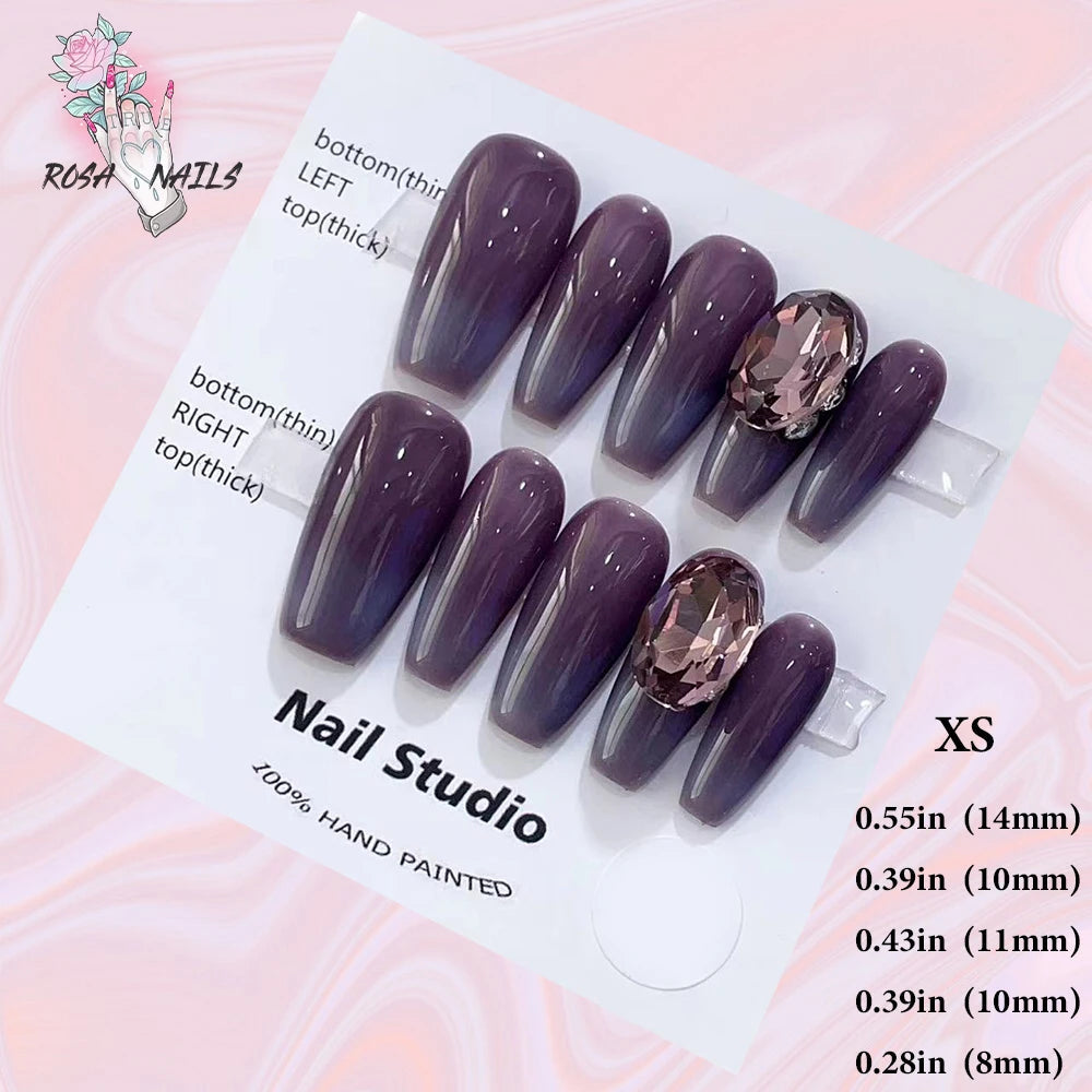 Silver Star Fake Nail Pressons Short Square Clear Rhinestones Punk Tip Saturn Stars False Tips Presson Y2k Black Press on Nails XS (No.24203)