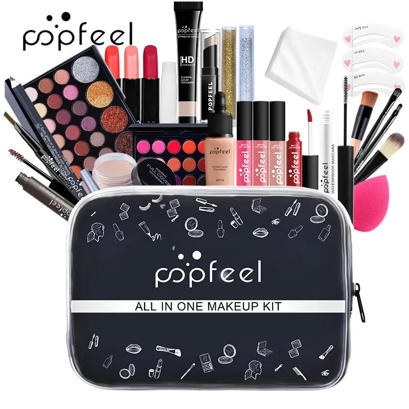 POPFEEL All In One Makeup Kit for Women Full Kit Set, All in One Makeup Sets Include Eyebrow Eyeliner Eyeshadow - 