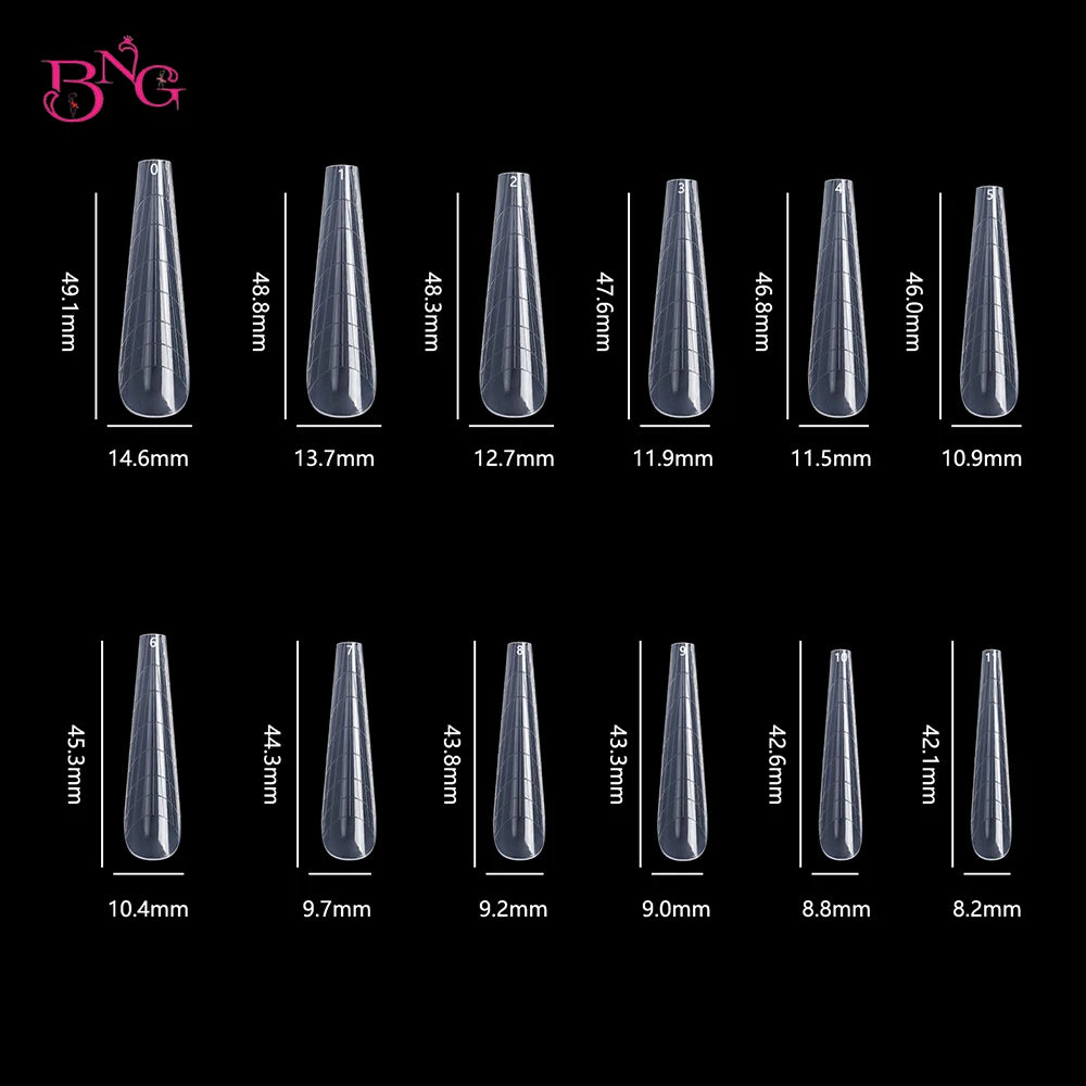 NEW Stiletto Coffin Clear Dual Forms False Tips Quick Building Gel Mold Nail System Full Cover Nail Extension Forms Top - 